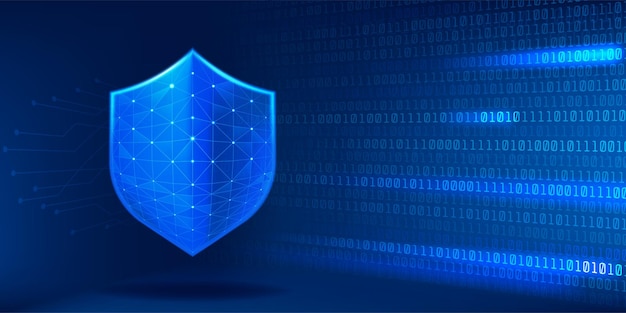 escudo de seguridad de protección de datos con sistema de números binarios en segundo plano protección de la privacidad