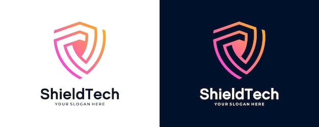 Escudo de seguridad con tecnología de icono idea de concepto de logotipo
