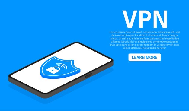 Escudo seguro azul plano VPN sobre blanco