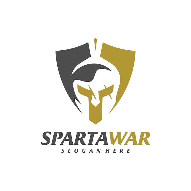 Escudo Spartan Warrior Logo Vector Plantilla de diseño de logotipo de casco espartano Símbolo de icono creativo