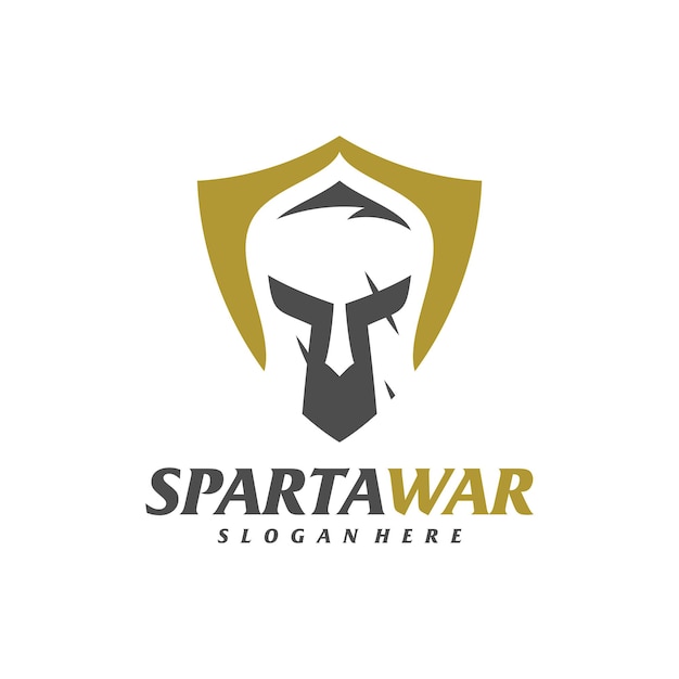 Escudo Spartan Warrior Logo Vector Plantilla de diseño de logotipo de casco espartano Símbolo de icono creativo