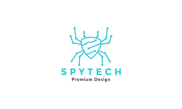 Escudo con tecnología de araña conectar logotipo vector símbolo icono ilustración diseño