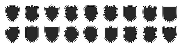 Escudos negros con marco Colección de conjunto de diseño de plantilla de vector de icono de escudo Vector editable plano