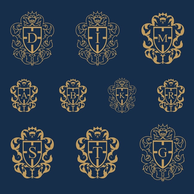 Escudos sobre fondo azul oscuro