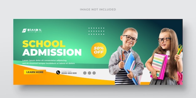 una escuela anuncia una escuela con un niño con gafas