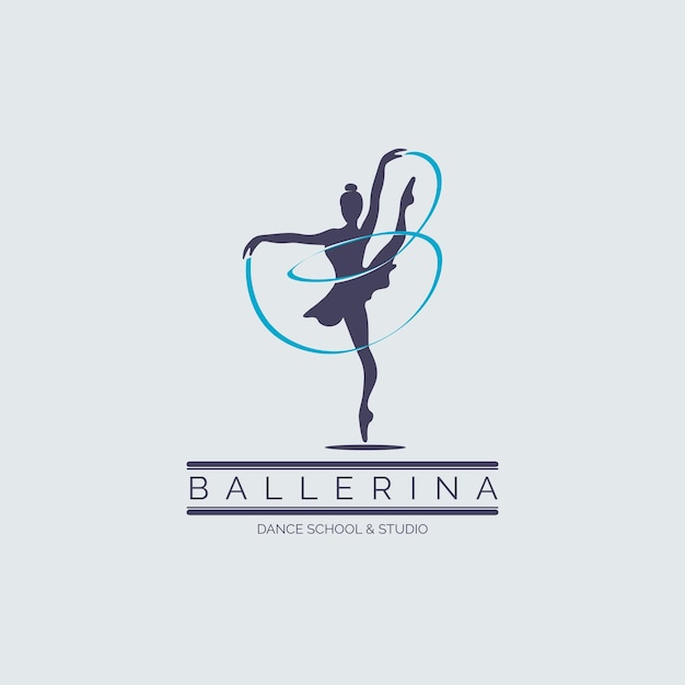 Escuela de baile de bailarina y estudio en vector de diseño de plantilla de logotipo de estilo de baile de ballet para marca