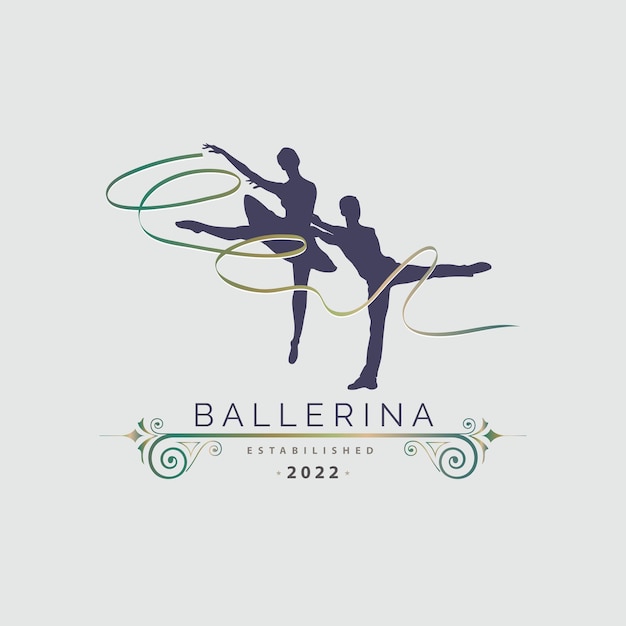 Escuela de baile de bailarina y estudio en vector de diseño de plantilla de logotipo de estilo de baile de ballet para marca