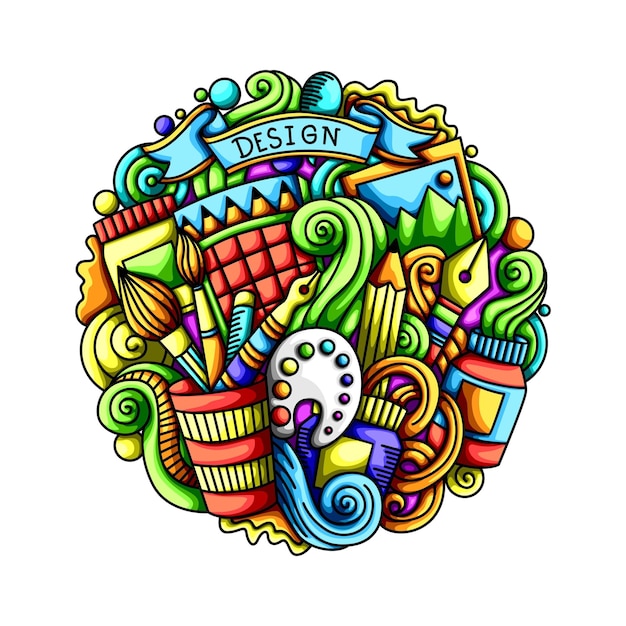 Escuela de diseño de arte pintura colorida pastel Doodle