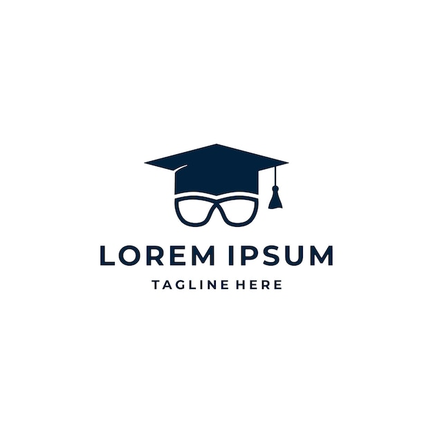 Escuela de educación de gorra de sombrero de graduación con inspiración para diseño de logotipo de gafas