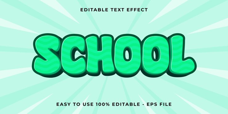 Vector escuela de efectos de texto editable 3d moderno modelo de dibujos animados de estilo vectorial premium