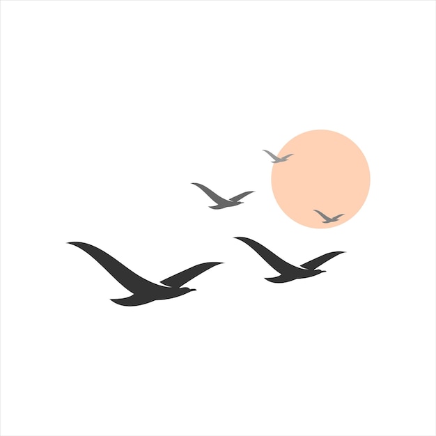 Escuela de ilustración animal de pájaros volando en el cielo.