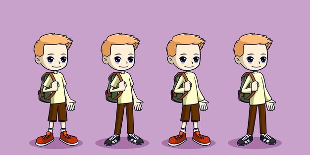 escuela, niño, styke, lindo, caricatura