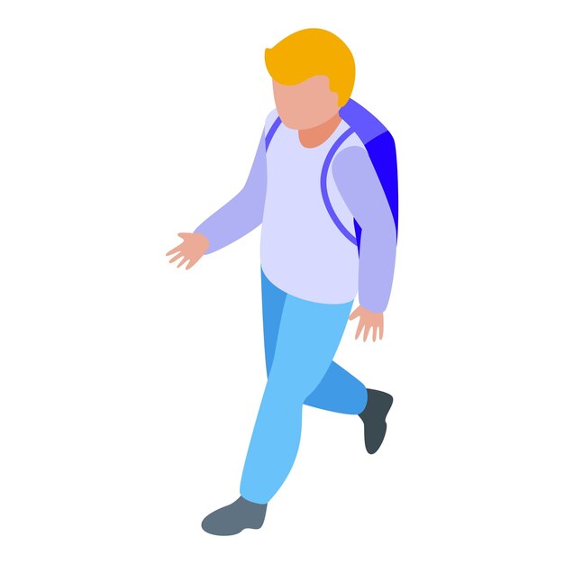 Escuela niño viaje icono isométrico vector gente feliz vacaciones familiares