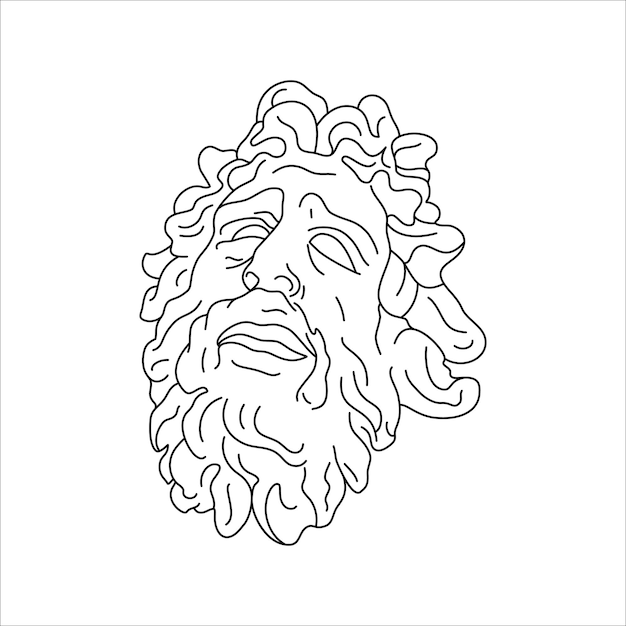 Escultura antigua de Laocoonte en un estilo minimalista de moda. Ilustración vectorial del dios griego para impresiones en camisetas, carteles, postales, tatuajes y más