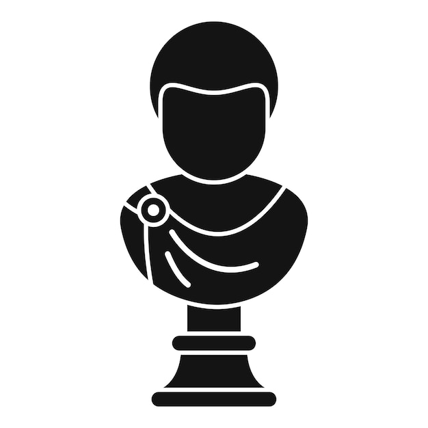 Escultura de busto de silueta negra del emperador romano con toga