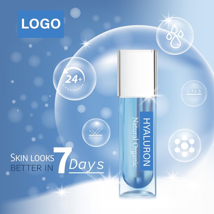 Esencia cosmética contenida en una plantilla de botella de gotitas para banner de presentación de póster de anuncios de diseño
