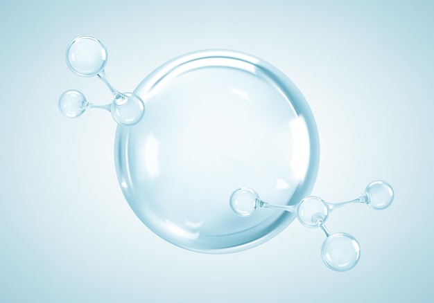 Esencia cosmética con moléculas moléculas y burbujas líquidas suero para la piel de colágeno producto para el cuidado de la piel