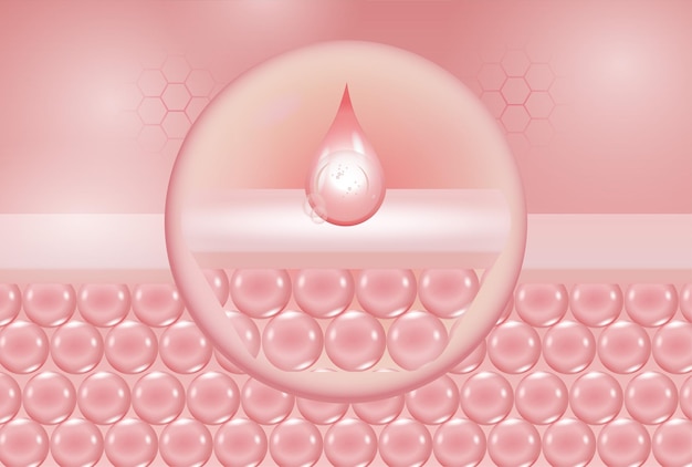 Esencia cosmética Solución cosmética conceptual para el cuidado de la piel Ilustración 3D vectorial