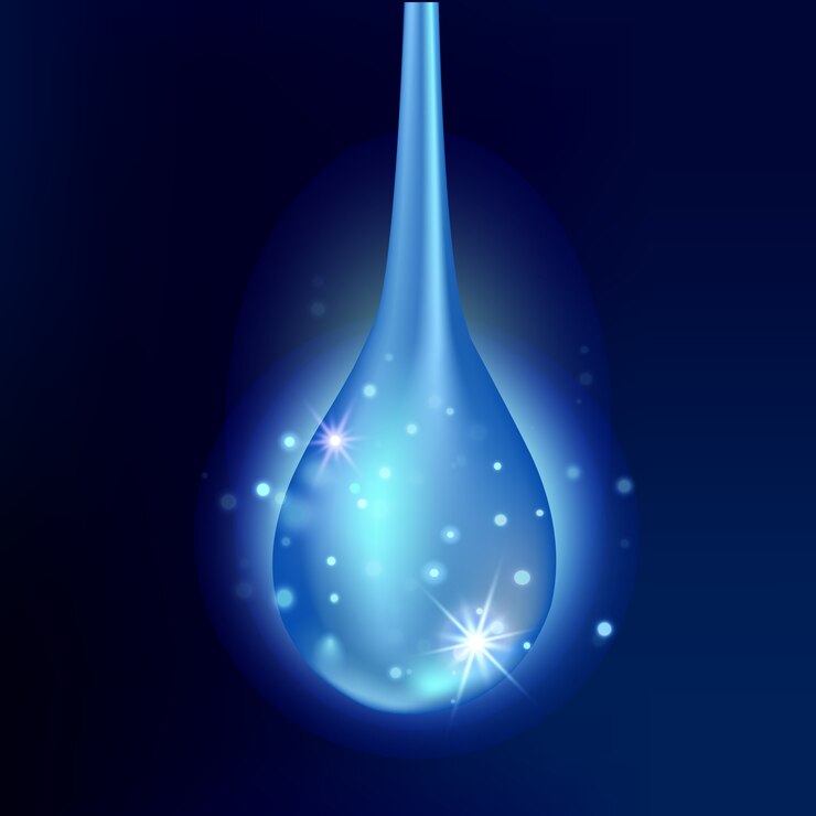 Vector esencia suprema de gota de aceite de colágeno. gotita de suero dorado brillante de primera calidad.