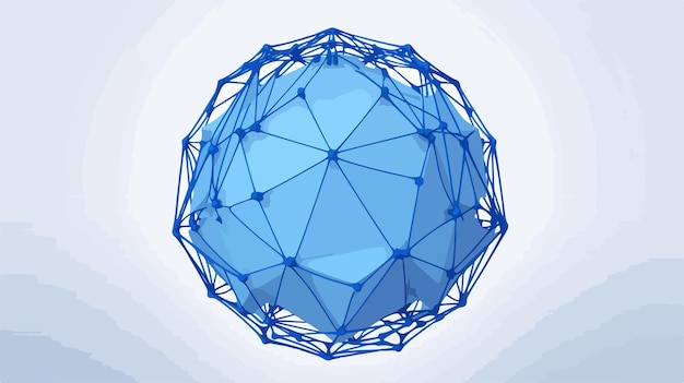 una esfera azul con un diseño geométrico que dice el cubo azul