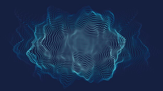 Esfera azul de partículas y con efecto de explosión elementos de ciencia ficción modernos que consisten en puntos