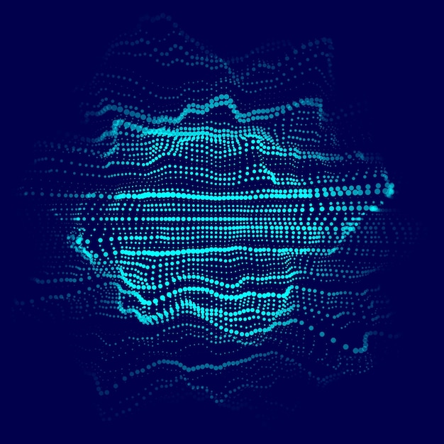 Esfera azul de partículas y con efecto de explosión elementos modernos de ciencia ficción que consisten en puntos visualización de grandes datos tecnología de onda vectorial