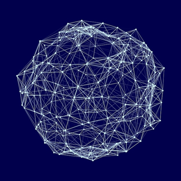 Esfera azul que consta de puntos y líneas Elementos de estructura alámbrica moderna Esfera de cuadrícula de tecnología Ilustración vectorial