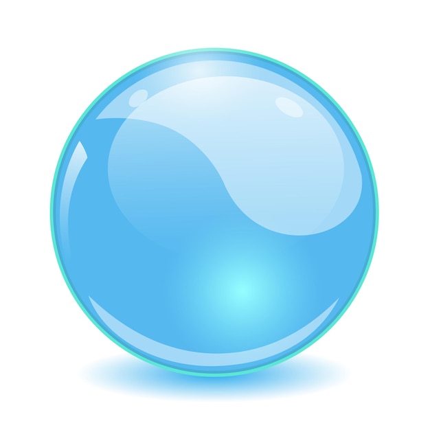 Esfera de cristal azul vector bola brillante