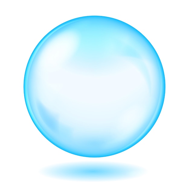 Vector esfera de cristal opaco azul grande con reflejos y sombras