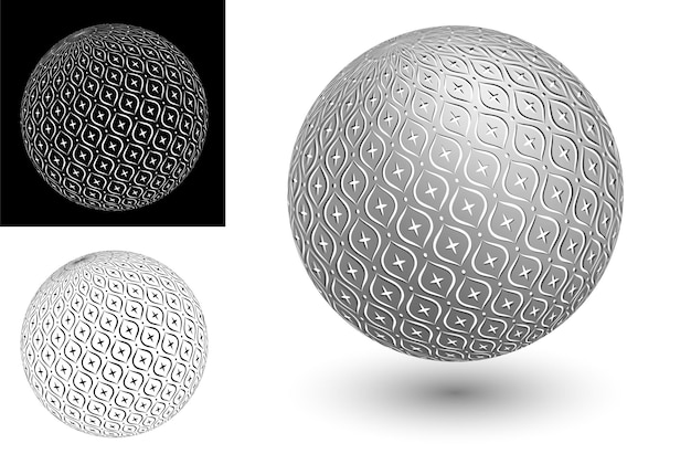 esfera decorativa con grabado oriental adornada con diamantes y estrellas elemento de diseño para bandera