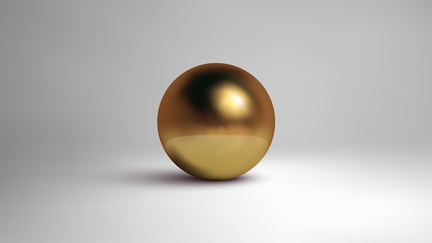 Esfera dorada aislada sobre fondo blanco 3d ilustración vectorial