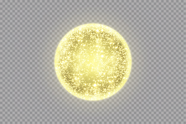 Vector esfera dorada con efectos de luces. circulo brillante