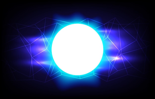 Esfera de energía de polígono de tecnología Potente descarga eléctrica Bola abstracta relámpago rayos ardientes