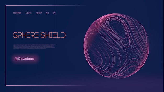 Esfera escudo proteger en estilo abstracto Protección contra virus burbuja Líneas de esfera tecnología de fondo Ilustración vectorial de esfera mágica