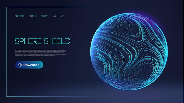 Esfera escudo proteger en estilo abstracto Protección contra virus burbuja Líneas de esfera tecnología de fondo Ilustración vectorial de esfera mágica