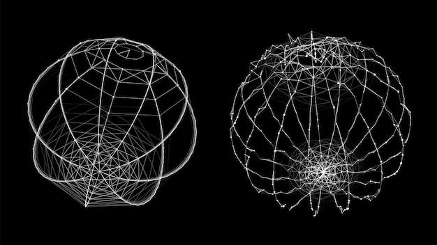Esfera futurista vectorial de partículas y líneas Conexión de red de grandes datos