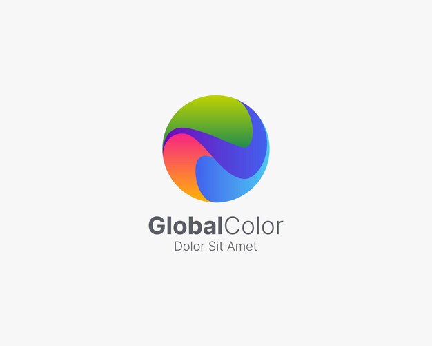 Esfera global colorida con logotipo de gradiente
