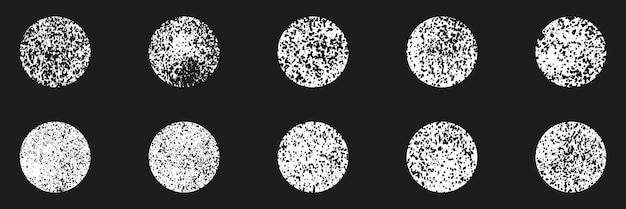 Esfera Grunge Spray Set Colección Granulada Punteada Elemento De Diseño De Círculo Abstracto Textura De Grano Blanco