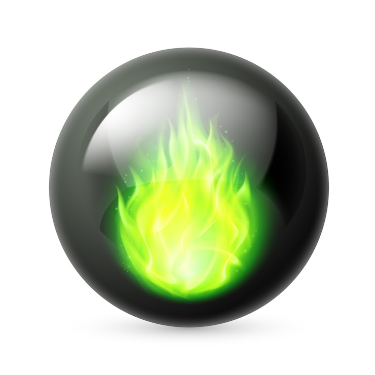 Vector esfera con llamas de fuego