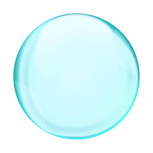 Esfera de luz azul translúcida con reflejos y transparencia.