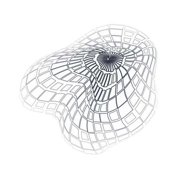 Esfera de marco de alambre globo distorsionado aislado en fondo blanco d red de células