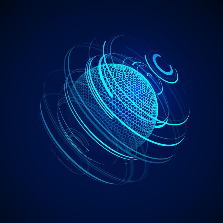 Vector esfera de neón abstracta de ciencia ficción. fondo digital futurista. elemento de hud o globo cibernético.