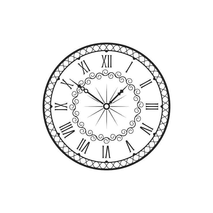 Vector esfera ornamentada antigua de reloj retro reloj aislado