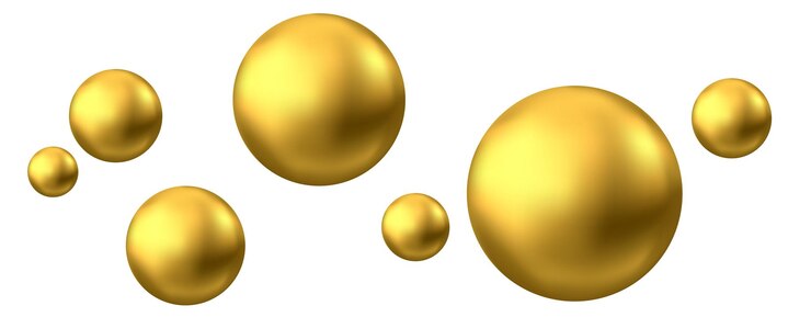 Vector esfera de oro burbuja de aceite aislado sobre fondo blanco bola 3d brillante dorada o perla preciosa