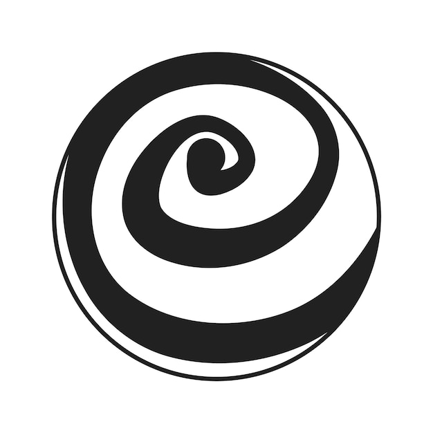 Esfera de planeta remolino objeto de dibujos animados 2D en blanco y negro globo cósmico en espiral elemento de contorno vectorial aislado exoplaneta remolino de arena superficie de fantasía planetaria ilustración de manchas planas monocromáticas