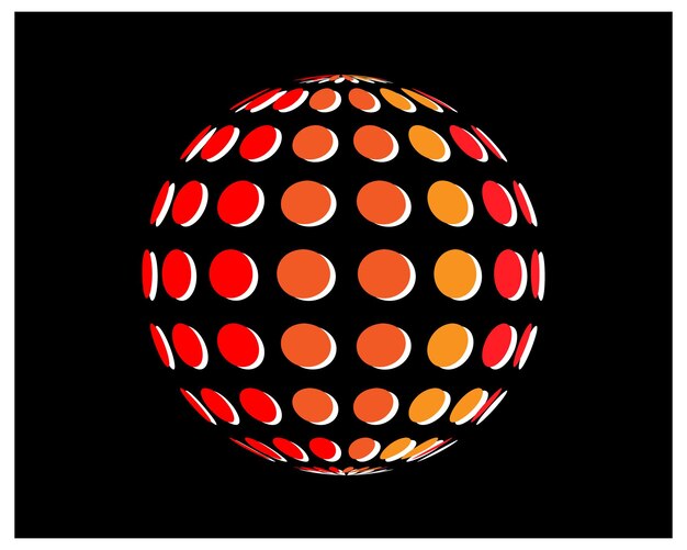 una esfera con puntos anaranjados y rojos y los puntos están iluminados por una luz roja