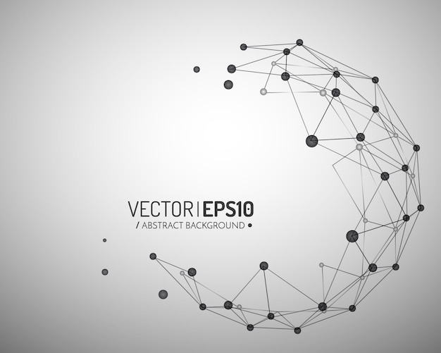 Vector esfera con puntos y líneas de conexión. fondo geométrico 3d para presentación de negocios o ciencia.