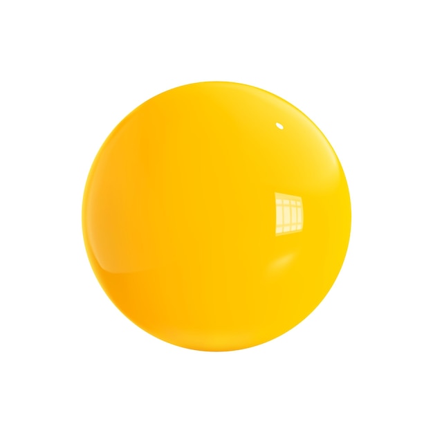 Esfera redonda 3D de color amarillo brillante con un estilo realista de representación Bola de plástico de dibujo animado amarilla