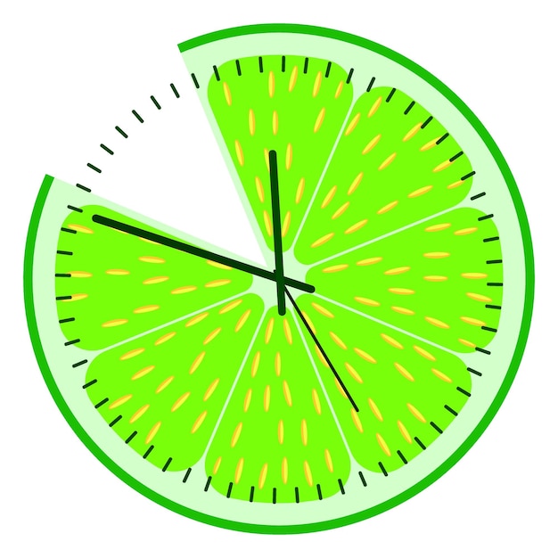 Esfera de reloj de pared estilizada como rodaja de limón Elemento de diseño de esfera de reloj Vector