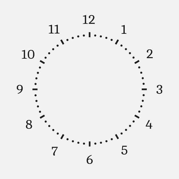Esfera de reloj sobre un fondo blanco Esfera de reloj de 12 horas con escala redonda Ilustración vectorial